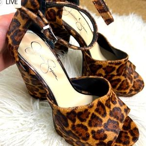 Jessica Simpson leopard print platform shoe